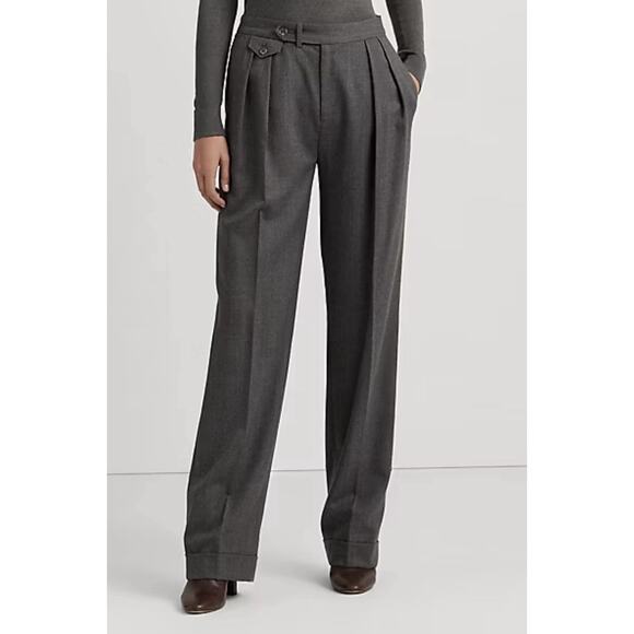 Lauren Ralph Lauren Pants - Lauren Ralph Lauren Pleated 100% Wool Twill Straight Pants Size 4 Black Label